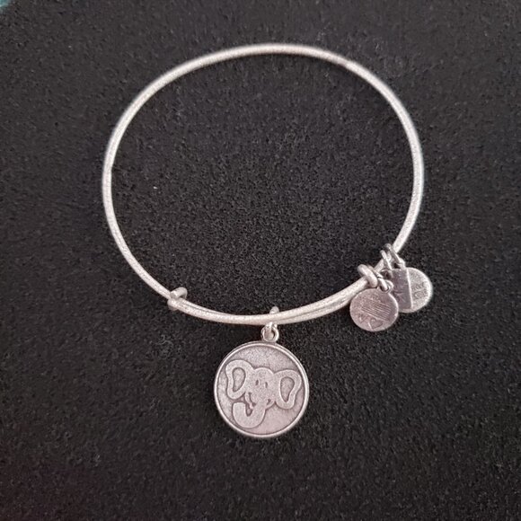 ALEX & ANI SILVER ELEPHANT CHARM BRACELET Bangle Strong Kind    23 - Picture 1 of 3